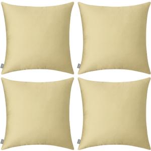 Thmyo 4-Pack 100% Cotton Comfortable Solid Decorative Throw Pillow Case Square Cushion Cover Pillowcase Sublimation Blank Pillow Covers DIY Throw Pillowcase for Couch Sofa(16x16 inch/ 40x40cm,Khaki)