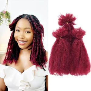 Afro Kinky Curly Bulk Hair for Twist Braids Dreadlock Extensions LocWeaving, soft, elastic, very suitable for DIY extension, suitable for various fashionable styles 12inch #bug 3Bundles