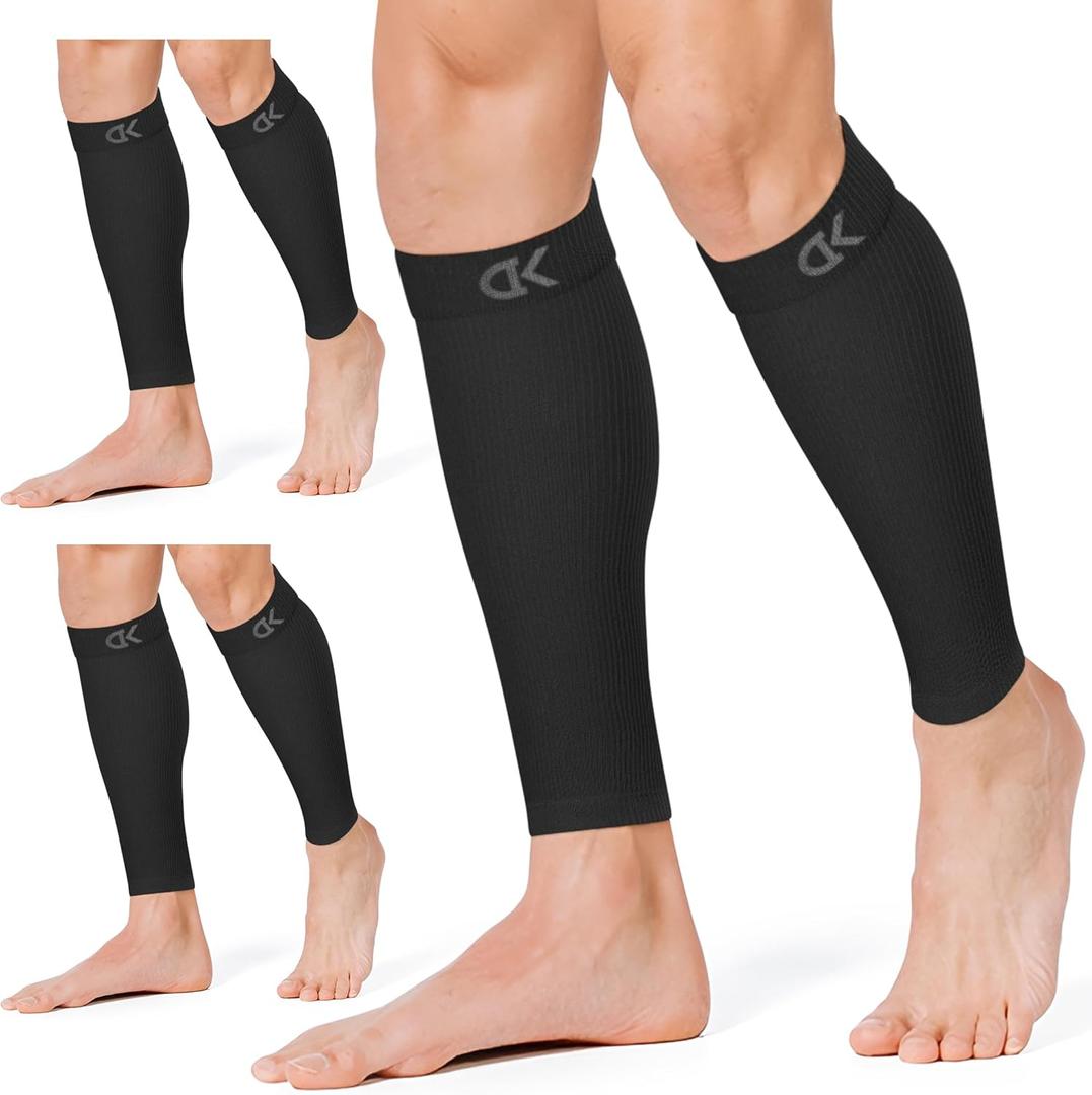 CHARMKING Calf Compression Sleeve for Women & Men Circulation (3 Pairs) 15-20 mmHg is Best Support for Running Cycling (Large-X-Large, 01 Black/Black/Black)