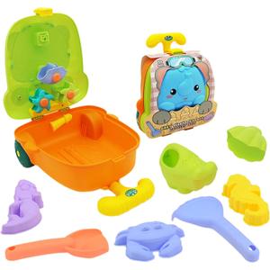 Sand Toy Suitcase for Sculpture Shovel Mold Seaside 8Pcs Beach Water Play Party Favor Sandcastle for Play (Q, Blue)