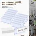 Lenink 100Pcs Wire Shelf Label Holders with 100Pcs Label Paper Inserts, Plastic Wire Rack Label Holder Compatible with Metro and Nexel 1-1/4in Shelves, Label Area 3in Lx1.25in H (Transparent)
