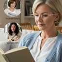 LUFF Rimless Reading Glasses for Women | Blue Light Computer Readers | Lightweight 16g Metal Frame | Eye Strain Relief