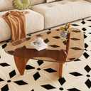 Coffee Table for Living Room Mid Century Modern Center Table with Glass Top and Wood, 32 Inch, Brown/Walnut, Standard 32 Inch