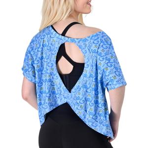 2 x FOTN Open Back Workout Tops for Women 2025 Backless Short Sleeve Athletic Shirt Loose Fit for Running Yoga Gym Slouchy Tennis