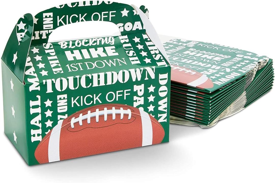 BLUE PANDA 24 Pack Football Gift Box, Unique Party Favor Boxes, Football Gift Bags for Sports Celebrations, Fun and Festive Decorations for Themed Parties and School Events