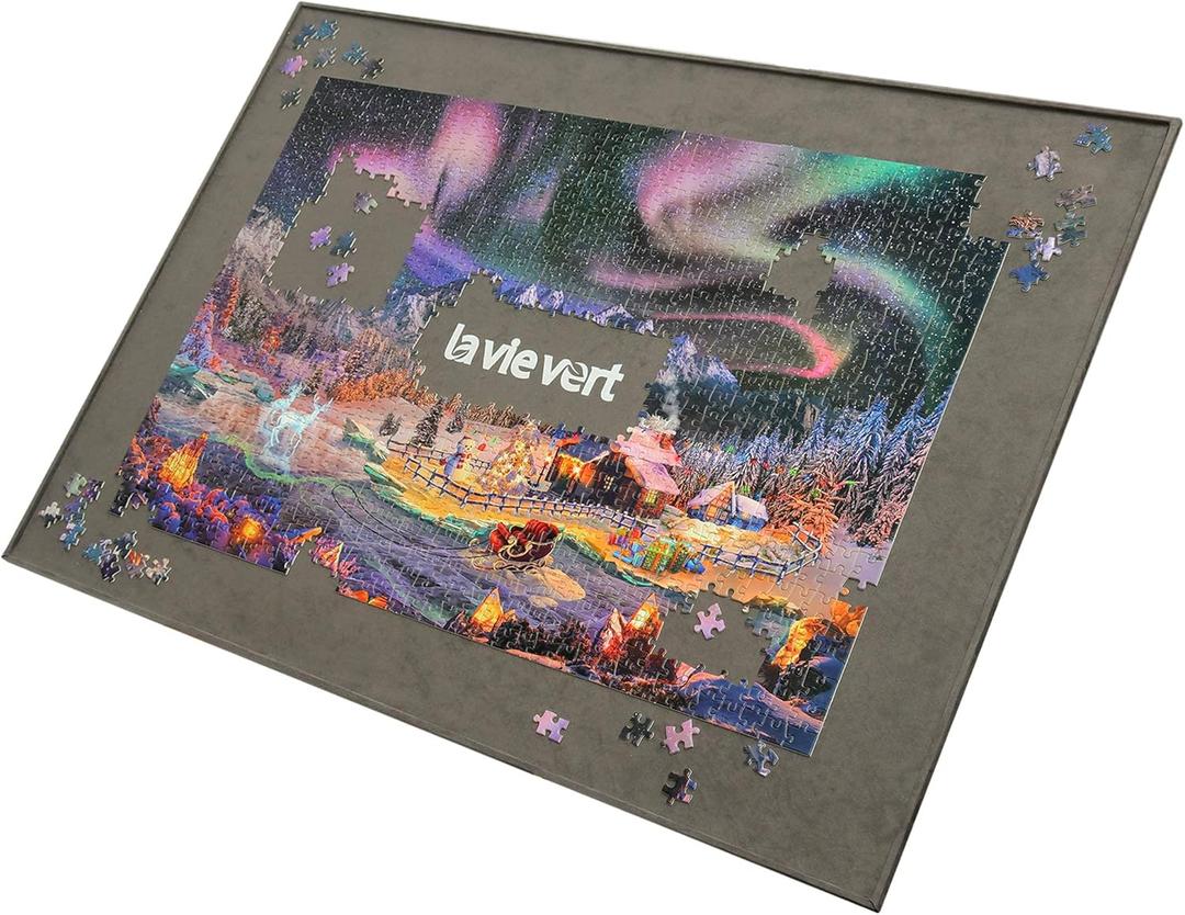 Lavievert Wooden Jigsaw Puzzle Board, Lightweight & Portable Puzzle Plateau Storage Saver with Non-Slip Surface for Games Up to 1500 Pieces - Gray