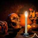 6 x Abeja 7'' Electric Window Candle, Flickering Flameless Taper Fake Candles with On/Off Switch, 7W C26 Lights Bulb, 5FT Candles Lights- 4Pk Beige