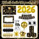 2026 Graduation Decorations Class of 2026 Black and Gold Congrats Grad Balloons,Banner,Backdrop,Photo Booth Props,Cards Boxes Kit for Graduation Party Decorations in Indoor or Outdoor (Graduation)