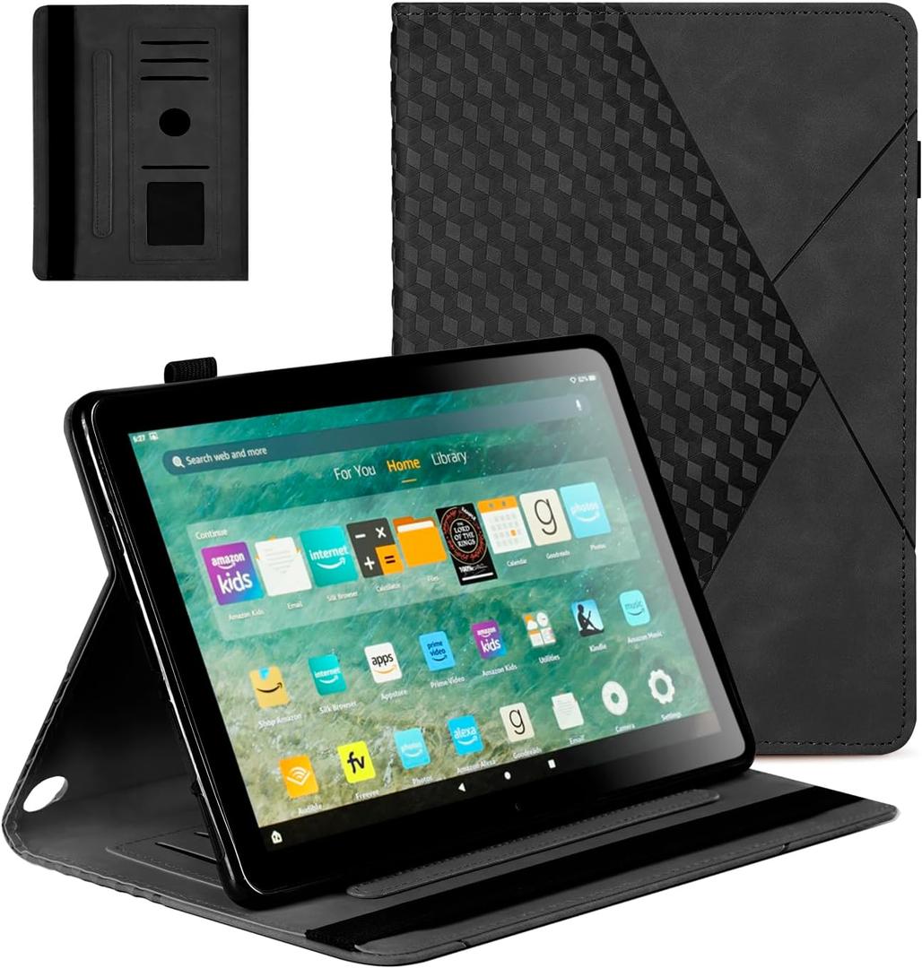 Premium Leather Folio Case for DM 10 Tablets (13th/11th Gen, 2025/2023/2021) - Auto Wake/Sleep, Multi-Angle Stand, Card Slots & Military-Grade Protection(Black)