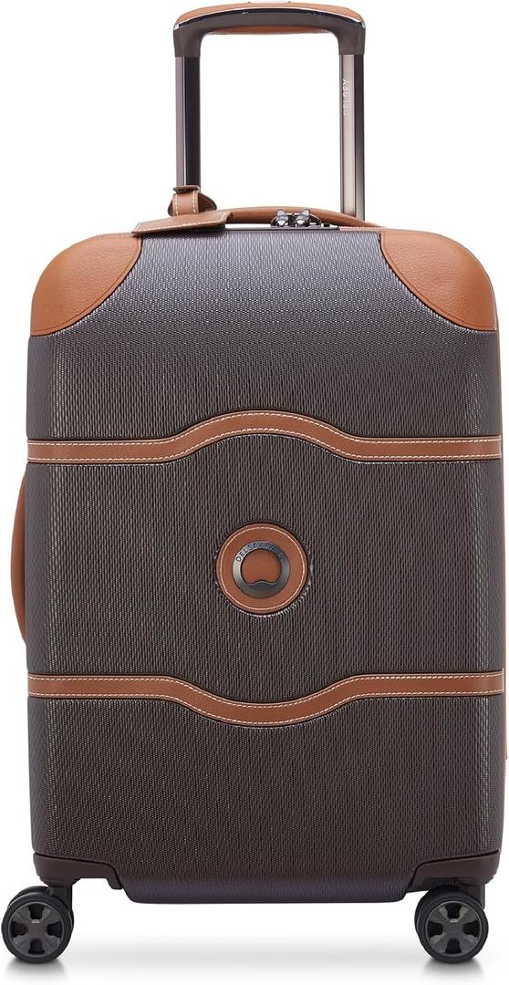 DELSEY PARIS Chatelet Air 2.0 - Hardside Carry on Plus 20 Inch - 360 Spinner Wheels - TSA Lock - USB Port- Lightweight Polycarbonate Travel Suitcase, Chocolate Brown