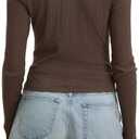 Velvet by Graham & Spencer Women's Drew Pointelle Long Sleeve T-Shirt Cardigan (Brown, XS)