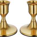 Brass Gold Taper Candle Holders Set of 2, Vintage Metal Candlestick Holders for Dinner Room Table Centerpiece or Mantel Wedding Party Decor (Set of 2, Gold)