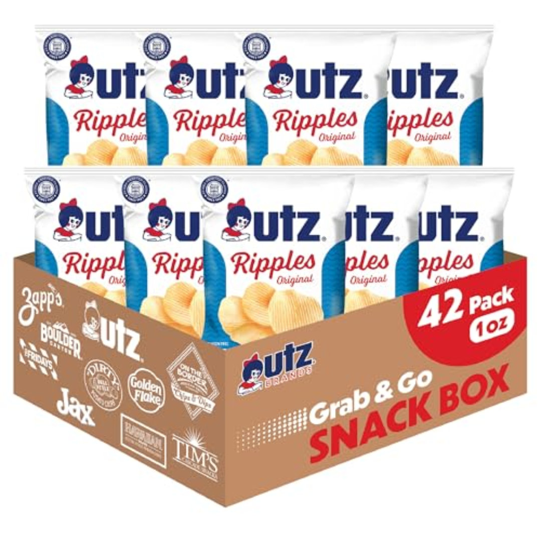 Utz Ripples Original Crispy Chips Made from Fresh Potatoes, 42 Count, Crunchy Individual Snacks to Go, Gluten Free Snacks, brand is Utz, variation theme is Flavor that is Ripples Original, Size that is 42 Count (Pack of 1). Exp: 02/02/2026