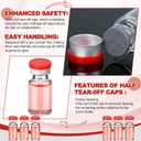 200 Pack 2ml Glass Vials Clear Glass Empty Vials for Injection with Plastic-aluminum Flip Caps and Rubber Injection Stoppers Flat Bottom Lab Vial (Red Lid)