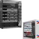 7-Tier Magnetic File Holder, No Drilling Wall File Organizer, Hanging File Organizer, Vertical Holder Rack for File Cabinets, Whiteboard, Refrigerator