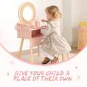 OOOK Toddler Vanity Set with 11pcs Accessories, Kids Vanity Table Chair Set
