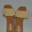 OYOANGLE Women's Single Band Square Open Toe Slide Sandals Summer Slip on Flat Sandals S 42