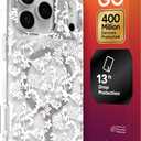 ZAGG Milan Snap Case for iPhone 17 Pro Max - White Boho Blossom, Graphene Strengthened Phone Case with Drop Protection (13ft/4m), Textured Edges & Sparkle Design, MagSafe Charging Compatible
