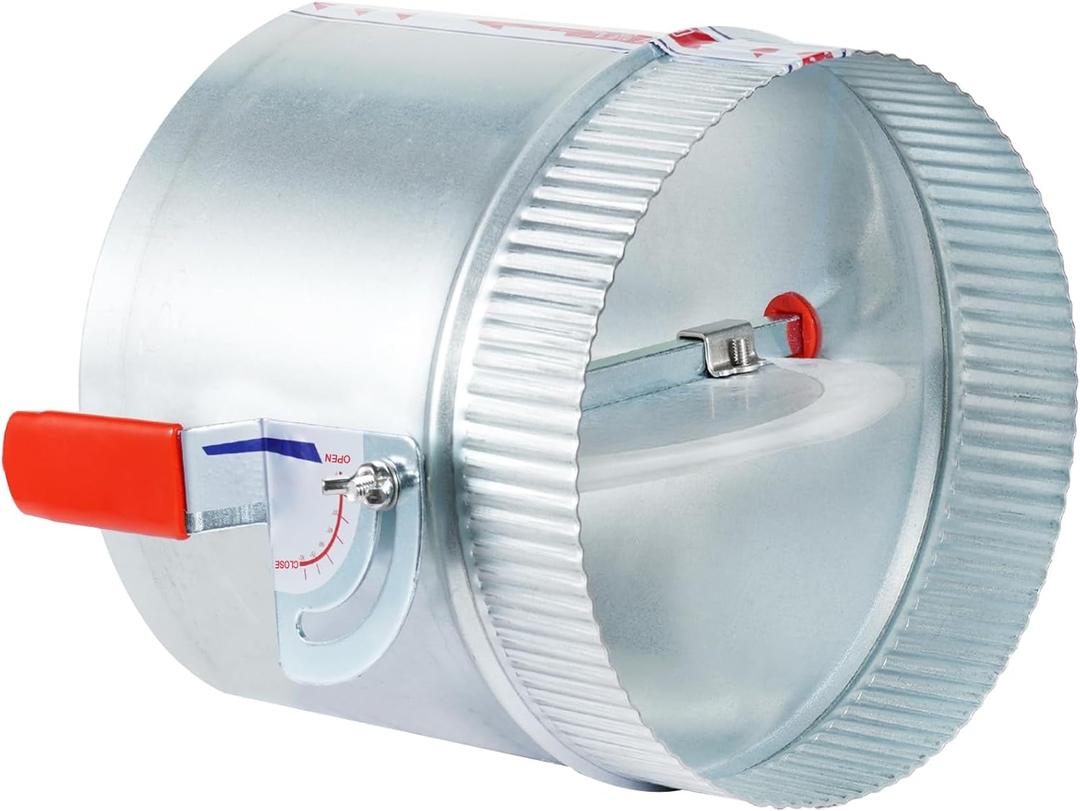 TOP-VIGOR 8 Inch HVAC Duct Manual Volume Backdraft Damper, Galvanized Iron Airflow Control for HVAC, Range Hoods, Fans, Pellet Stove Pipes, Dryer Vents, Adjustable Volume Damper with Sleeve (1 Pc)