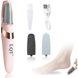 LQT Electric Foot File Rechargeable Callus Remover for Hard, Cracked Skin At-Home Pedicure Kit for Smooth Feet (Men & Women) (Pink)