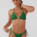 Cheeky Triangle Bikini Sets for Women Sexy String Bathing Suit 2 Piece (Green, L)