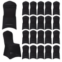 Deisy Dee Pack of 20 Spandex Sequins Shiny Bands for Folding Chair Bow Ties for Party Wedding Dining Chairs Decor (Black)