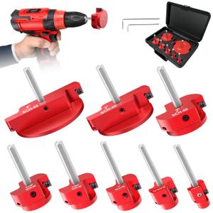 8-Piece Pipe Reamer Set with 2 Carbide Square Cutting Blades Sizes: 1/2, 3/4, 1, 1-1/4, 1-1/2, 2, 3, 4 Aluminum Cutting Head For PVC, CPVC, or ABS Piping (Red) (PVC)