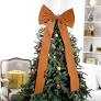 Brown Extra Large Christmas Tree Topper Bow 47.2 Inch Long Velvet Christmas Tree Topper Ribbon Bow Gift Ornament for Xmas Party Holiday Wreath Wall