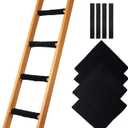 Bunk Bed Ladder Pads - Soft Brushed Fabric for Foot Comfort with Anti Slip Dots on Bottom - Strong Hook and Loop and Adjustable Straps for a Tight Wrap - 10x10 Inch (Set of 4) (Black)