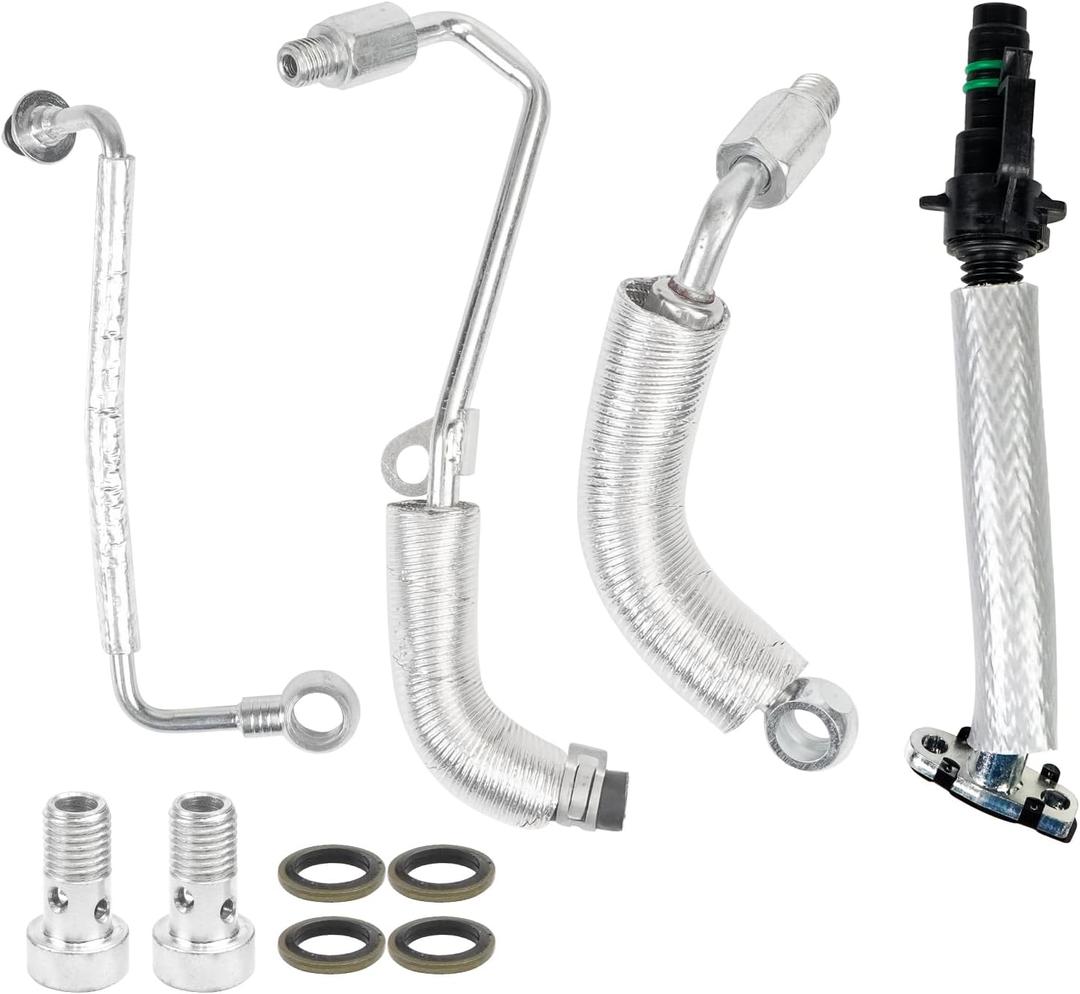 BHB 4PCS Turbo Oil Return Drain Line and Oil Feed Pipe Kit Compatible with Chevy Cruze Sonic Trax Buick Encore 1.4L Replacement For 55568031 25198546 55592600 55587854 55567067