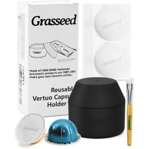 Grasseed Reusable VertuoLine Capsule Kit for Nespresso Pods with 100Pcs Aluminum Foil Seals Lids, Refillable Coffee Pods for VertuoLine to Refill Pods