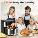 Simple Deluxe 8-in-1 Air Fryer 6.34 Qt, Digital Preset Airfryer with Visible Window, Nonstick and Dishwasher-Safe Basket, Air Fry, Chicken, Pizza, Dehydrate, Fries, 90-Min Timer, 1700W, Black