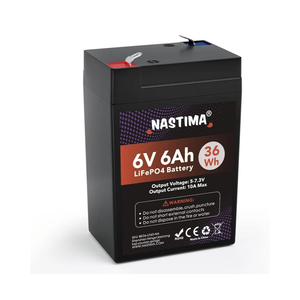 NASTIMA 6V 6Ah LiFePO4 Battery, 2000+ Cycles Rechargeable Lithium Iron Phosphate Battery Pack with BMS for Emergency Light, Lantern, Kids Ride On Car, Deer Game Feeder