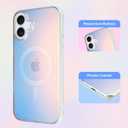 ZIYE Iridescent Case Compatible with iPhone 16 Magnetic Cute Fluorescent Laser Design Compatible with Magsafe Scratch-Resistant Shockproof Protective Phone Cover for Women Girls Men