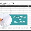 SUNEE Desk Calendar 2025 Large 22x17 with Plastic Cover, Desk Top Calendar from Now to March 2026, Extra Big Desktop Office Calendar 18 Months, Black