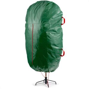 ZOBER Upright Christmas Tree Storage Bag With Drawstring Hem- Fits 7.5 Ft Trees - Plastic, Waterproof Christmas Tree Bag For Storage Box For Xmas - Strong, Durable Handles - Green