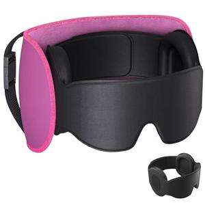 SARISUN Travel Pillows for Airplanes, Upgraded Airplane Pillow with 3D Eye Mask and Ear Cover Design for Long Flight, 360° Support Sleep Head Hold, Plane Headrest for Sleeping, Stop Bobblehead, Pink
