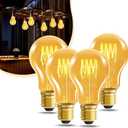 HESSION A19 Vintage LED Edison Bulbs, 4W Equivalent 40W Dimmable LED Bulbs, 400 Lumens 2300K Amber Warm Light Bulbs, E26 Base Decorative Antique Spiral A19 Light Bulb for Light Fixture, Pack of 4