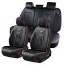 Coverado Seat Covers, Car Seat Covers Full Set, Leather Seat Covers for Cars, Automotive Seat Covers Car Seat Protector Car Accessories Fit for Most Sedans SUV Pick-up Truck(Black&Red)