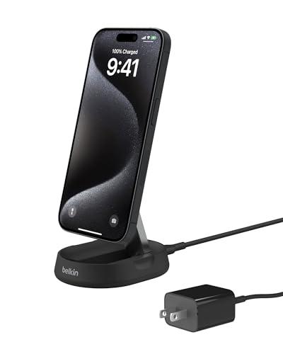 Belkin Convertible Magnetic Charging Stand 15W - MagSafe-Compatible Fast Qi2 Charger, iPhone Charger for Apple iPhone 16, 16 Plus, 16 Pro, 16 Pro Max, iPhone 15 & 14, Apple Airpods Pro, & More - Black