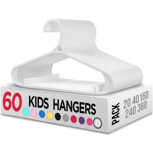 Utopia Home Kids Hangers 60 Pack - 11 Inch Plastic Baby Hangers for Closet - Childrens Hanger for Clothes & Infant Hanger for Closet - Non-Slip Shoulder Grooves, Strap Hooks & Pants Bar (White)