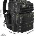 LHI Military Tactical Backpack for Men and Women 45L Army 3 Days Assault Pack Bag Large Rucksack with Molle System - Black CP