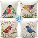 HUASHUZI Outdoor Waterproof Throw Pillow Covers Birds Cushions Pillows Case 18x18 Inch Set of 4 Patio Furniture Pillows Decorative for Home Garden Sofa Couch