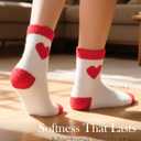 HONGTEYA Valentines Day GIfts Fuzzy Socks for Women Girls Cozy Soft Warm Winter Fluffy Slipper Socks Galentines Day Gifts (One Size, Red)