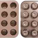 12-Cavity Professional Bakeware Set: Non-Stick Madeline Pans, Canele Molds & Donut Pan for Baking - Multi-Use French Madeleine Pan, Cannoli Forms, Cheesecake Molds & Chocoflan Tins