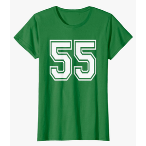 Number 55 T-Shirt Birthday Varsity Sports Team Jersey T-Shirt Ladies, Size Large