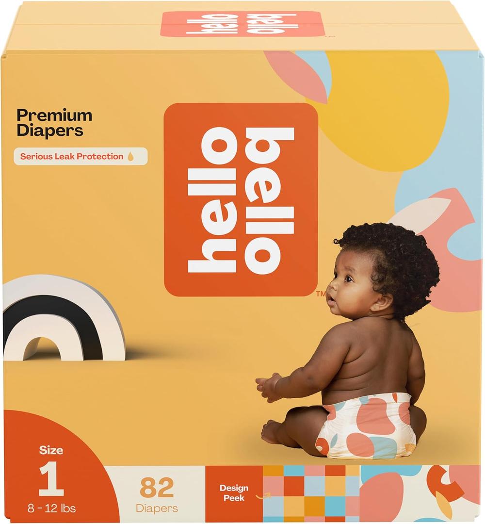 Hello Bello Premium Diapers Size 1, Honeysuckle Designs, 82ct Club Box, Hypoallergenic and Extra Absorbent