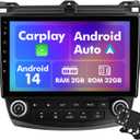 Android 14 Car Stereo for Honda Accord 2003-2007, 10.1" IPS Touchscreen Radio with 2GB+32GB, Wireless CarPlay & Android Auto, GPS Navigation, WiFi, Bluetooth, Backup Camera, SWC