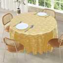 Gold 90" Round Satin Tablecloth, Jacquard Stain Resistant Table Cloths Wrinkle Free Tablecloth, Silkly Soft Table Cover for Dining Room/Party/Wedding/Banquet/Events