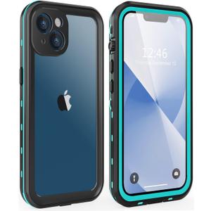 for iPhone 13 Case Waterproof Shockproof Dustproof Full-Body Sturdy with Camera Lens Protector and Built-in Screen Protector,Underwater Full Sealed Cover Protective for iPhone 13 (Teal)